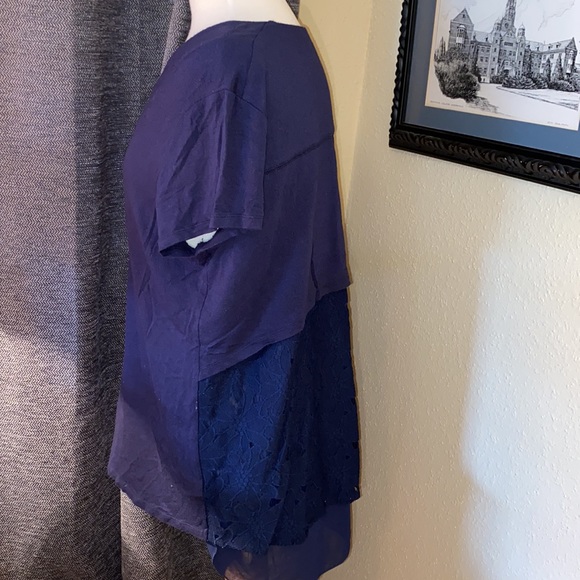 Women’s Blue DeCollection Large Blouse with Lace - Picture 6 of 8